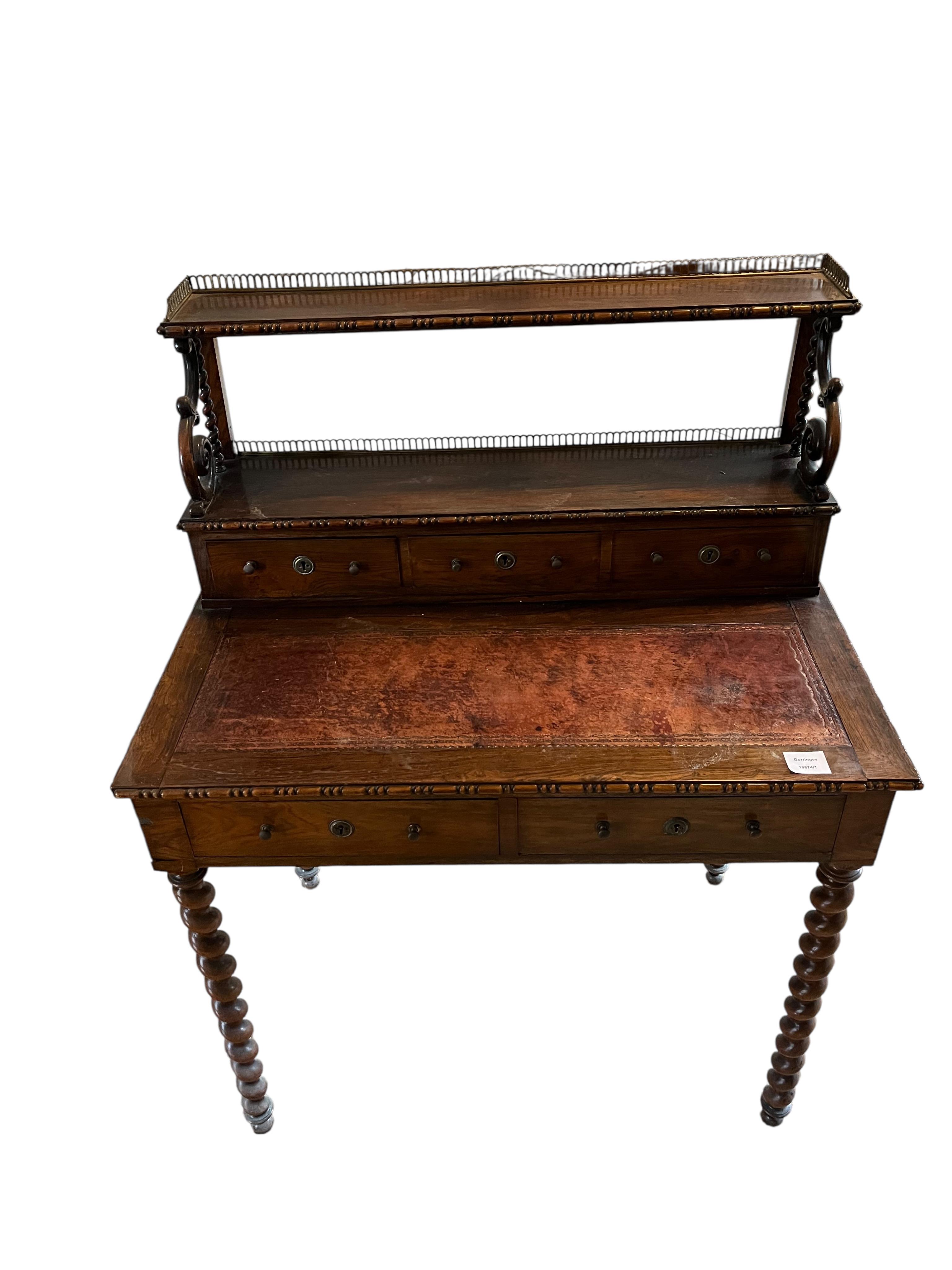 A 19th century Continental rosewood bonheur du jour, width 81cm, depth 52cm, height 110cm
